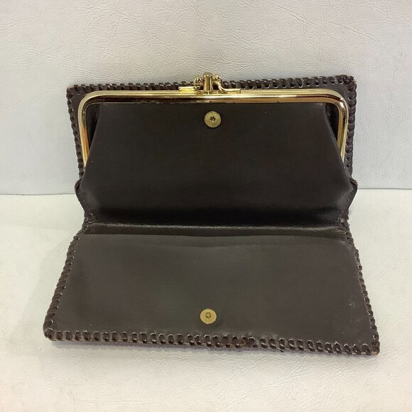 Vintage Handmade Hand Tooled Brown Leather Wallet 7 1/2" x 3 1/2" - Picture 7 of 10